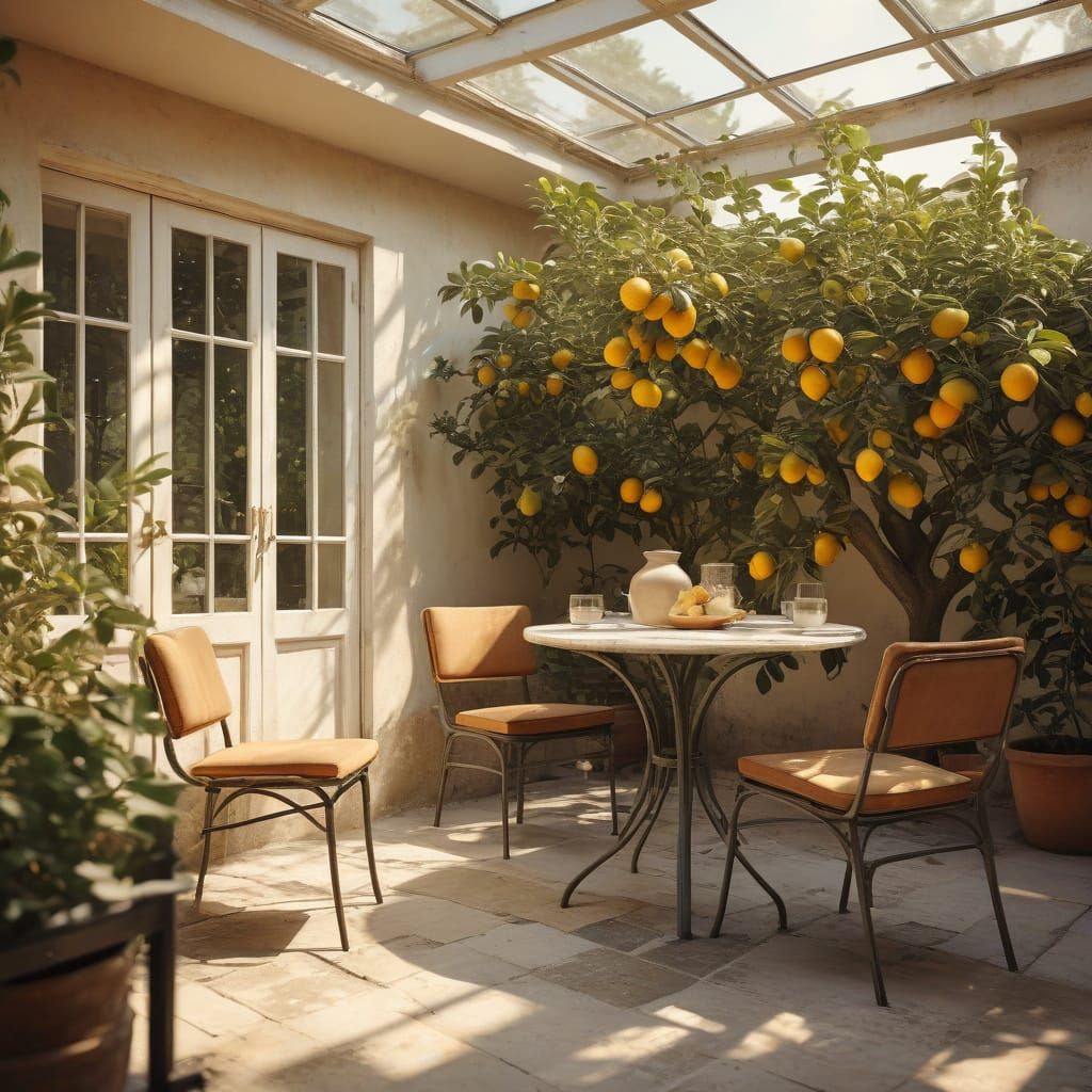 Warm Orangery Oasis with Vibrant Citrus