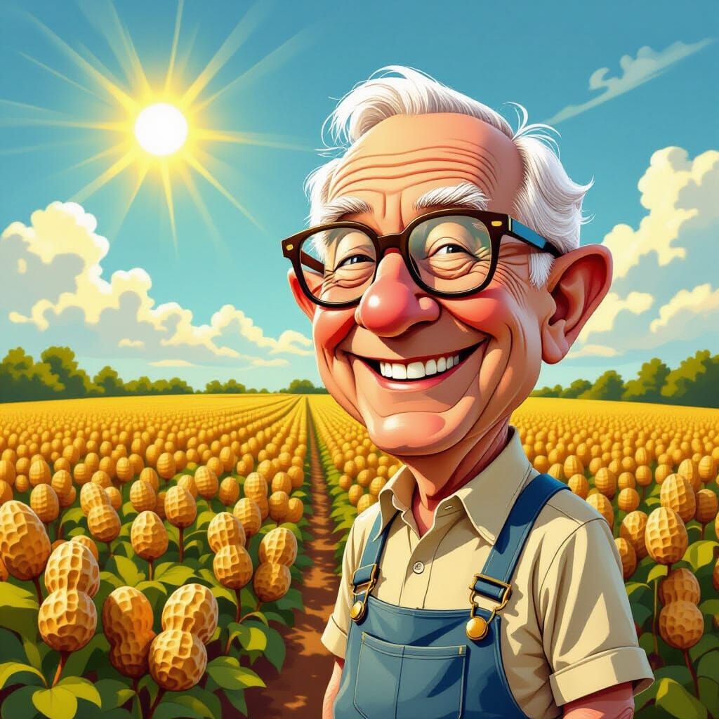 Exaggerated Jimmy Carter Caricature at Peanut Farm