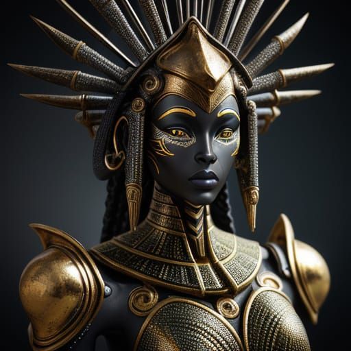 Biomechanical Nubian Queen Figurine in Giger Style