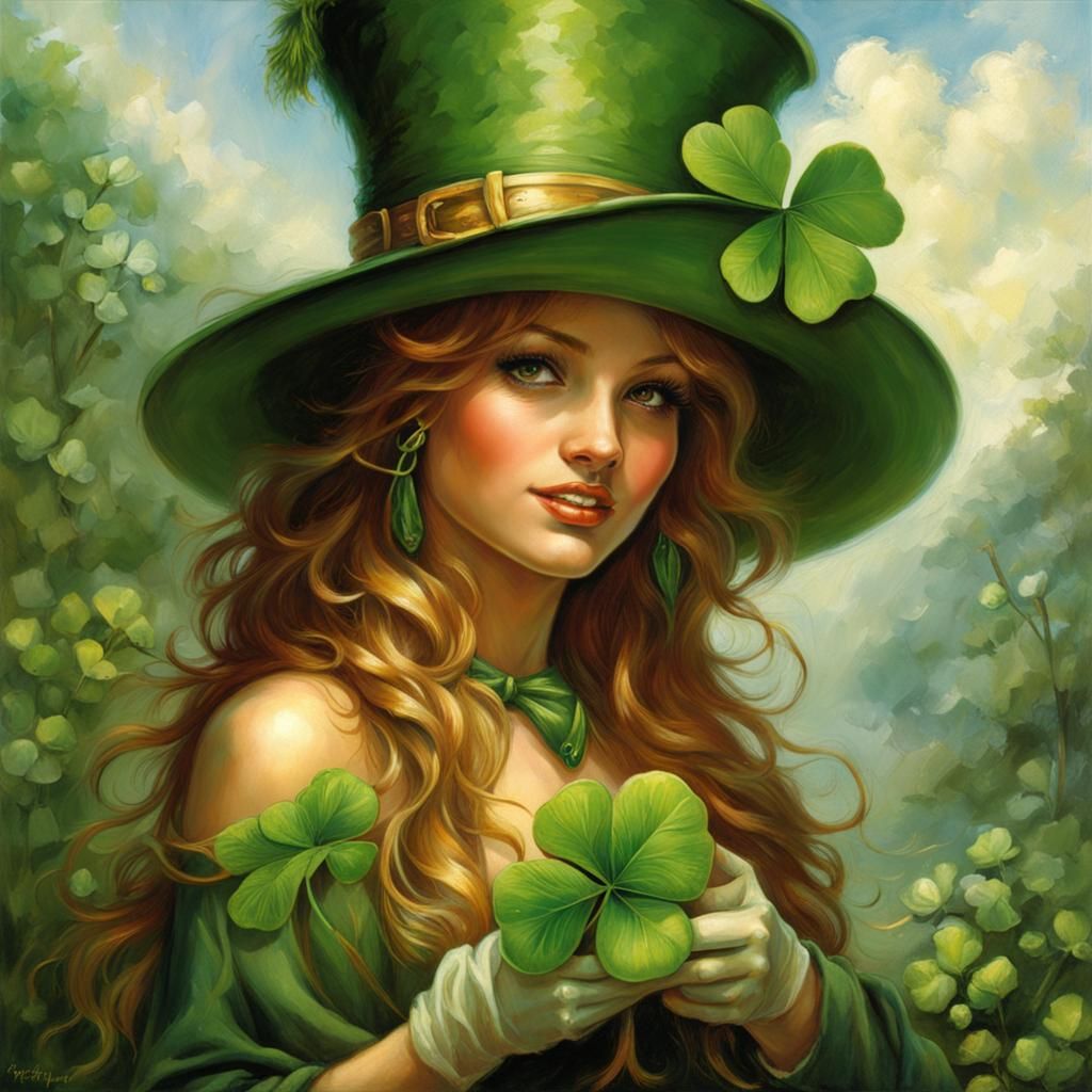 Enchanting Leprechaun Girl with Clover