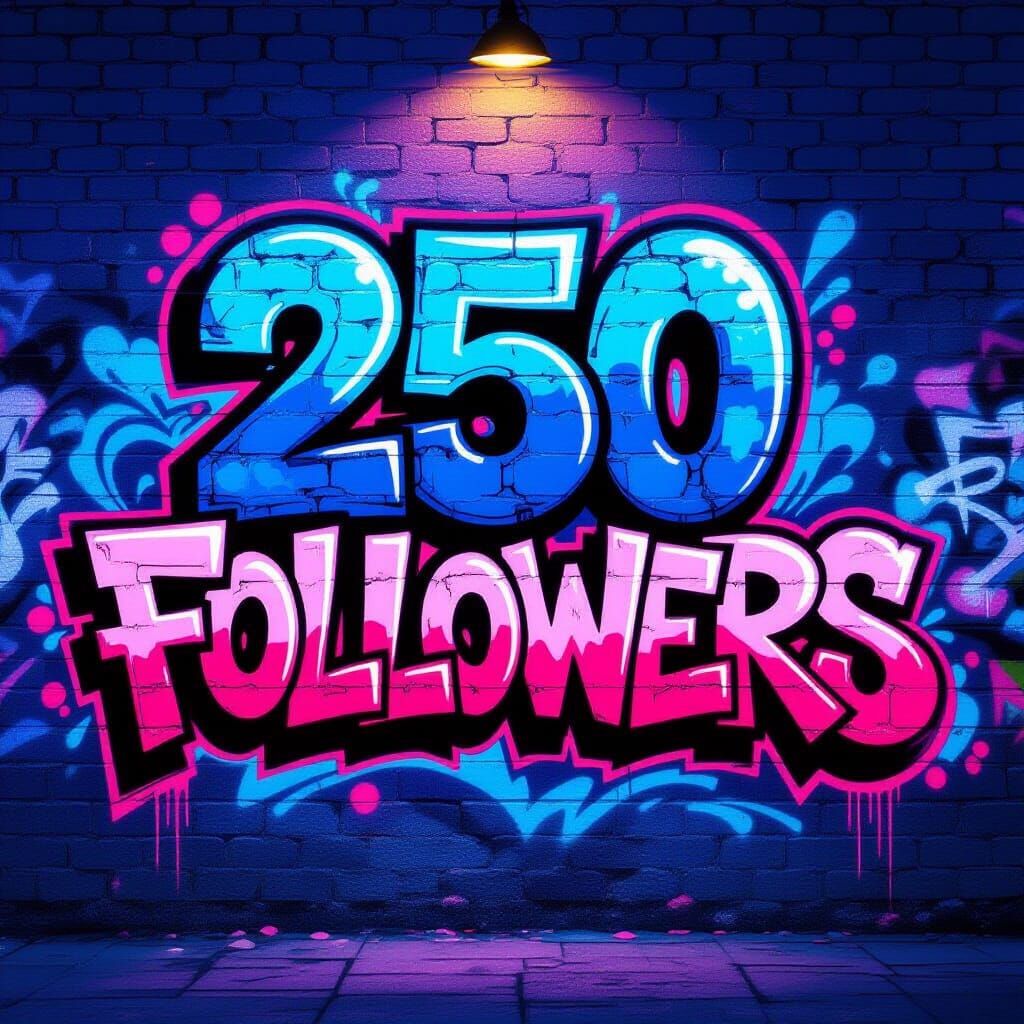 Graffiti Mural "250 Followers" on Brick Wall