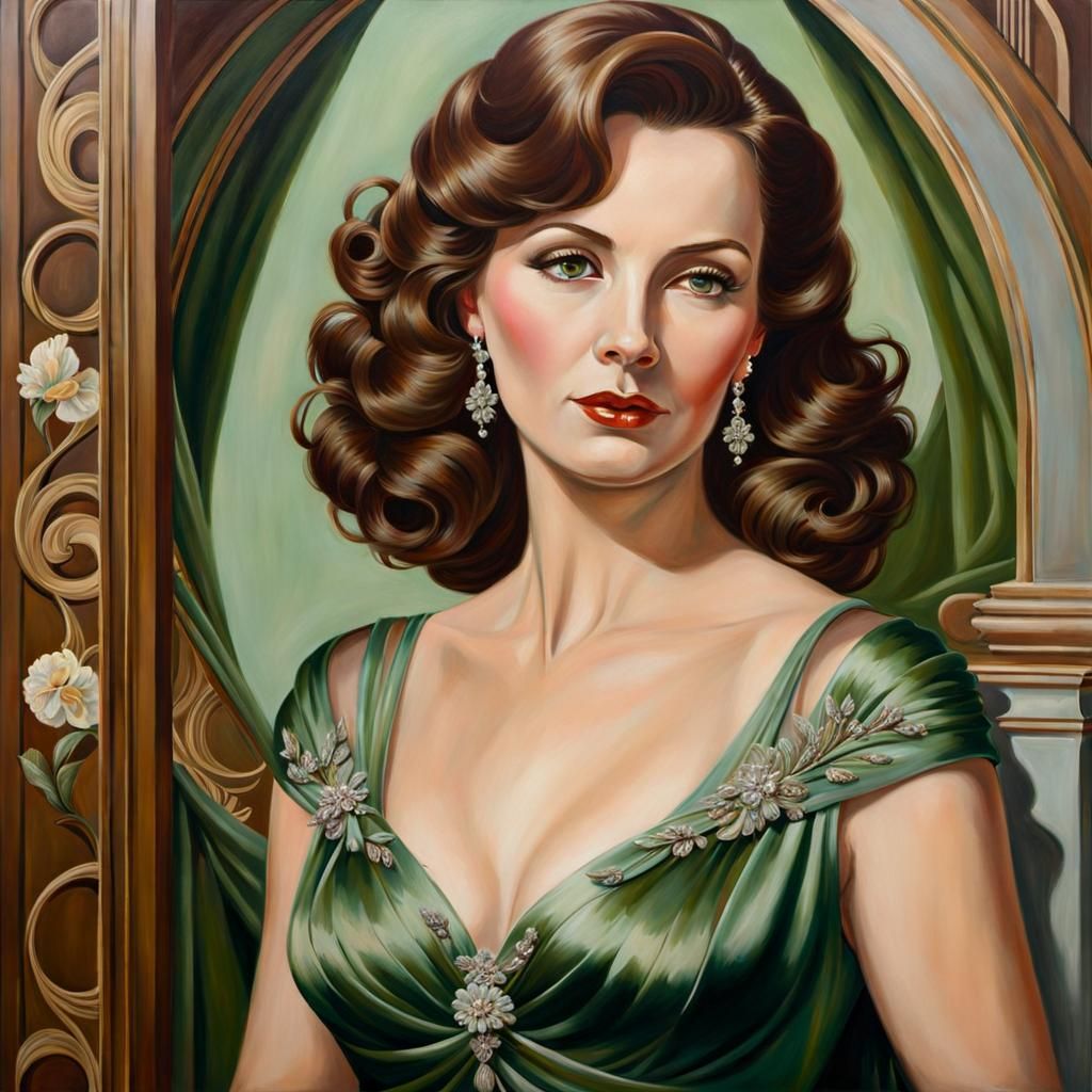 Elegant Woman in Art Nouveau Portrait