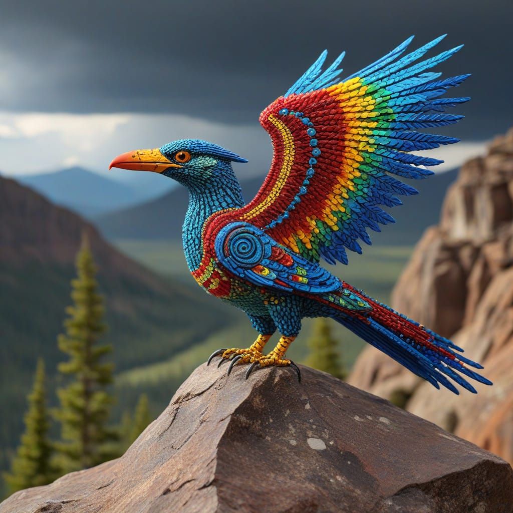 Majestic Thunderbird in Vibrant Beadwork
