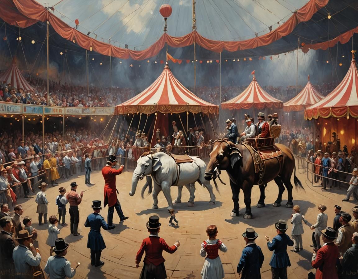 Circus Show Oil Painting