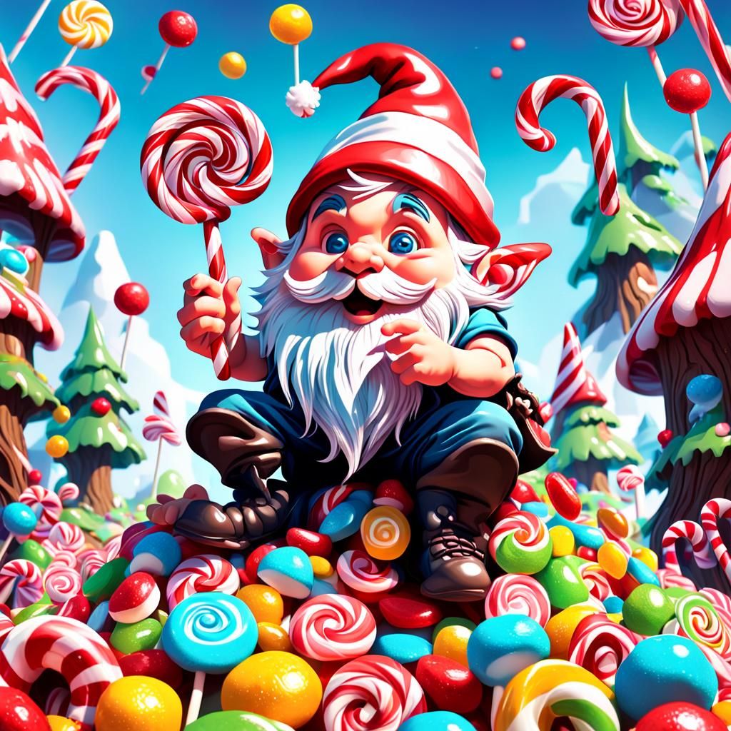 Gnome King on Candy Mountain, Digital Art
