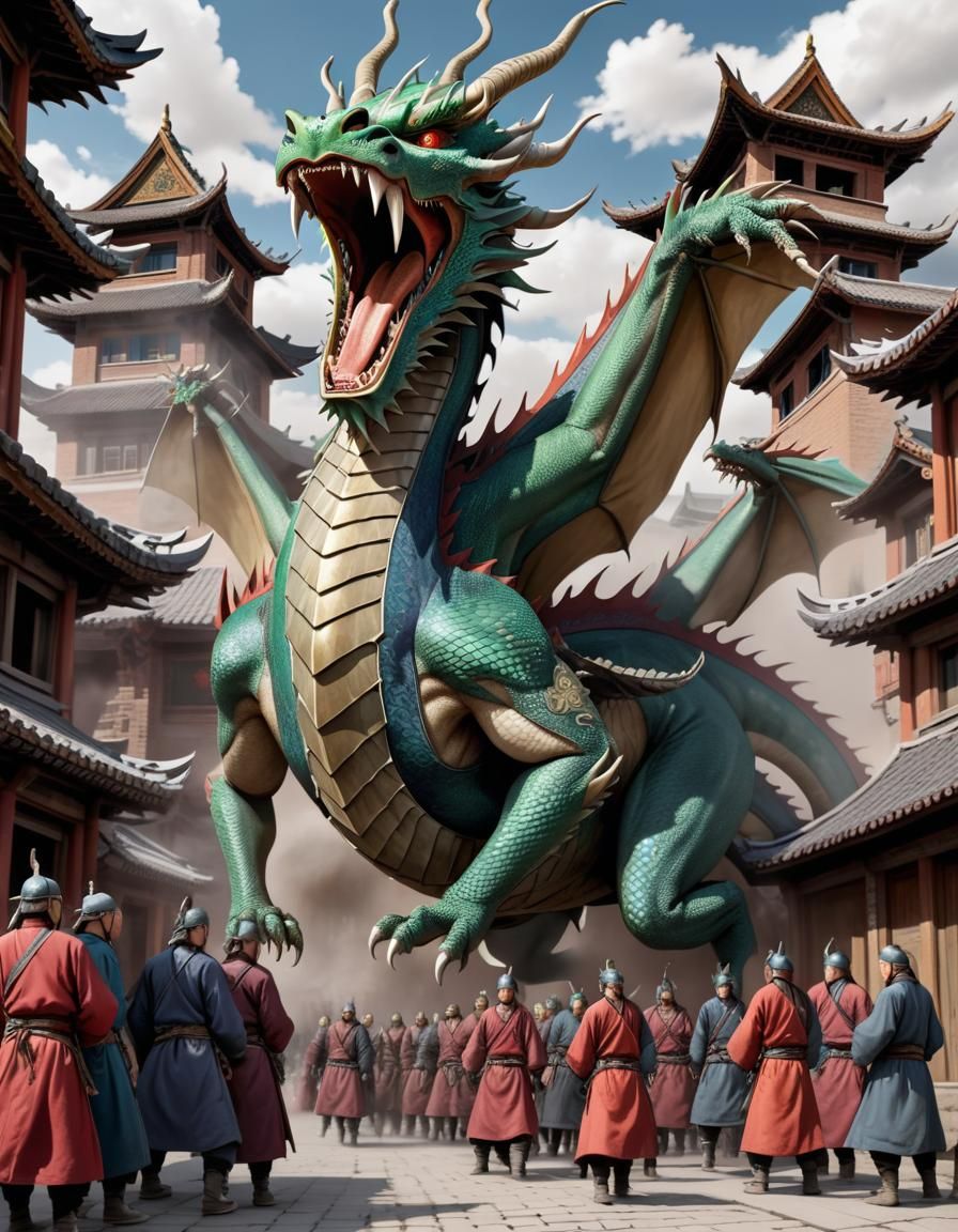 Synchronized Dragons in Mongol Empire Town