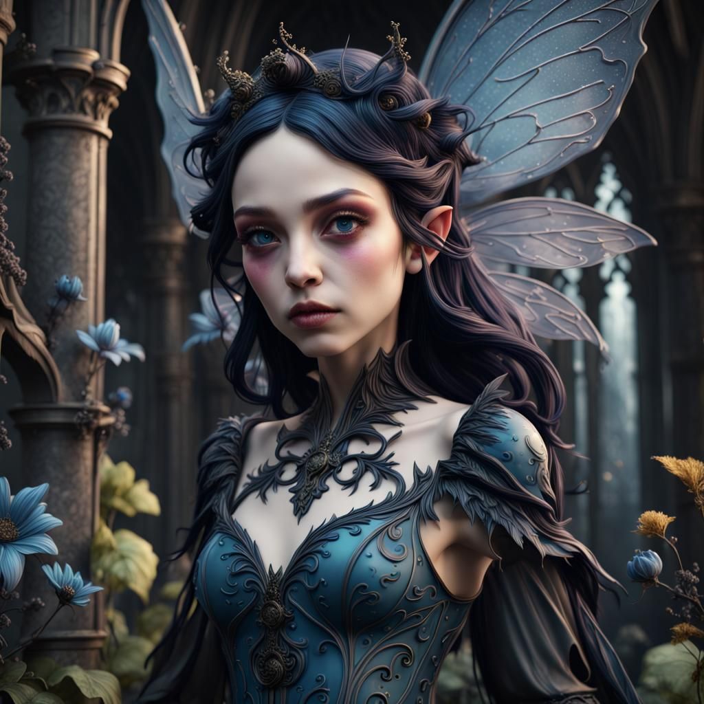 Gothic Porcelain Fairy in Detailed Matte Painting