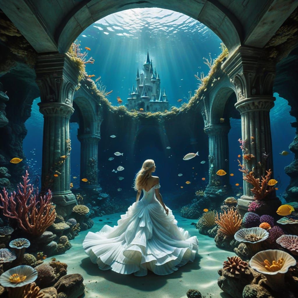 Enchanted Underwater Mermaid Castle in Brilliant Whites