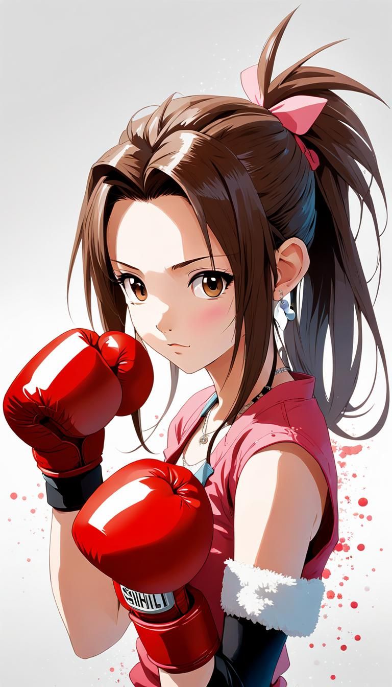 Chibified Boxer in Anime Style Digital Illustration