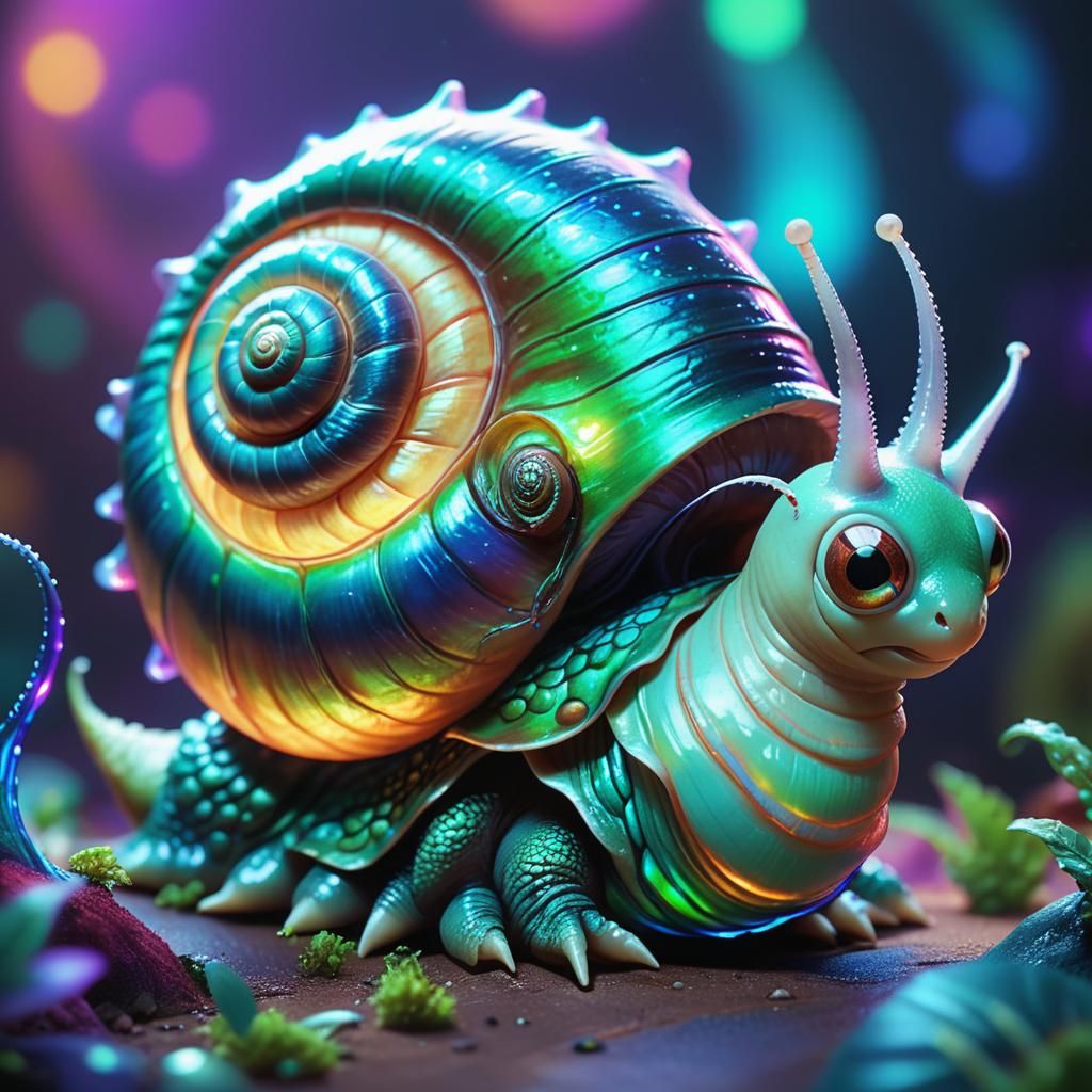 Pixar-Style Dragon-Snail Concept Art