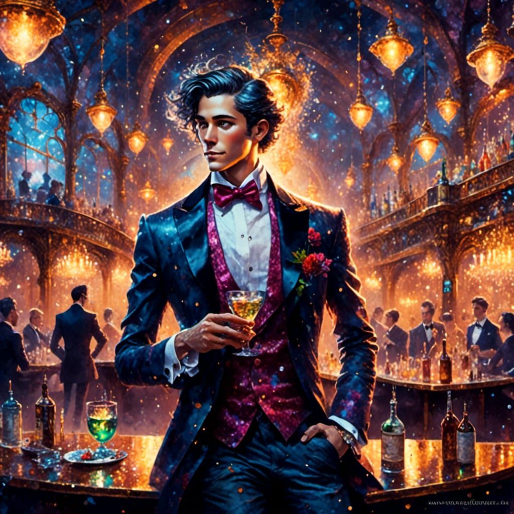 Dapper Man at Nightclub in Studio Ghibli Style