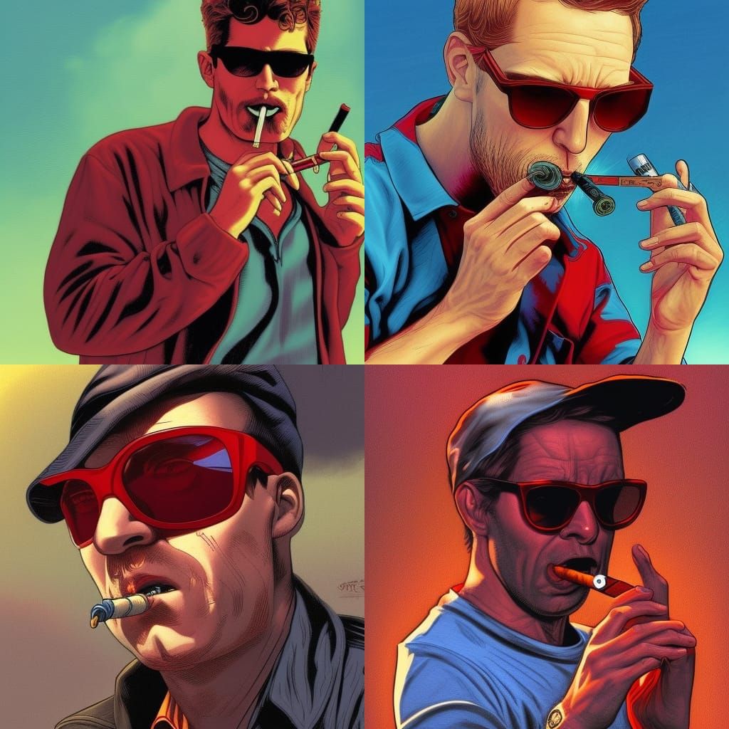 Cool Comic Book Guy with Sunglasses Smoking