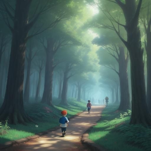 Forest Walk in Anime Key Visual Style