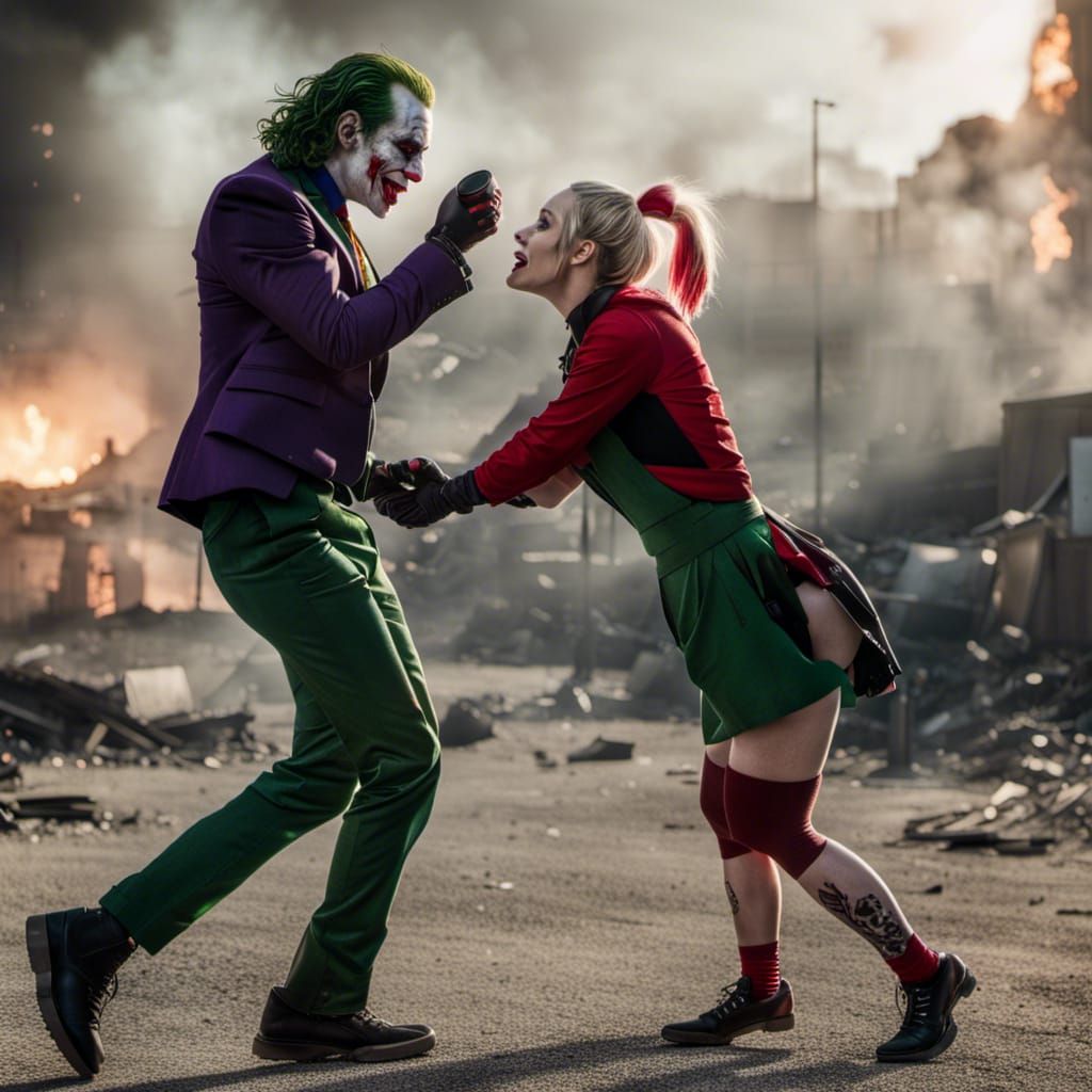 Joker and Harley Quinn Embrace in Explosive Scene