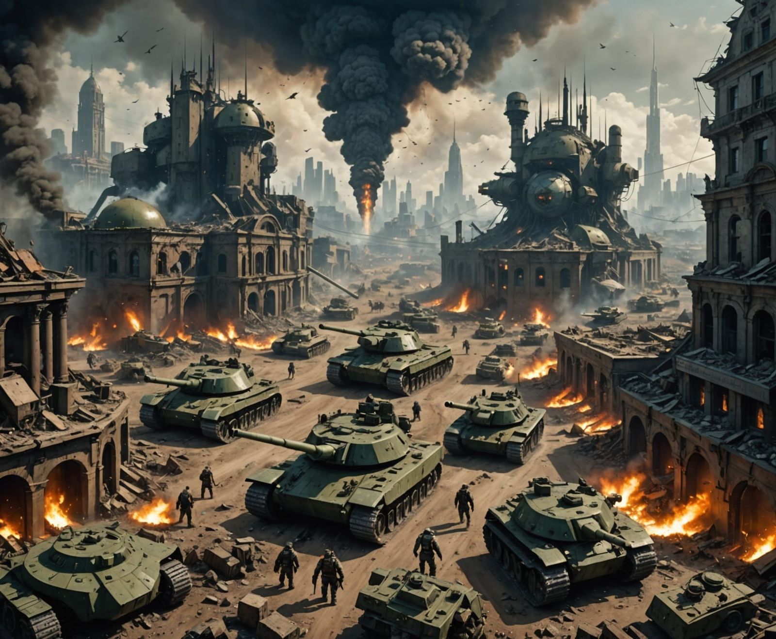 Cyberpunk War Zone on the Brink of Annihilation