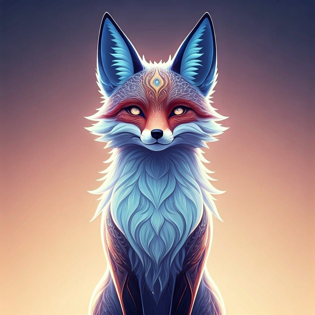 Ethereal Glass Fox Figurine in 3D Anime Style