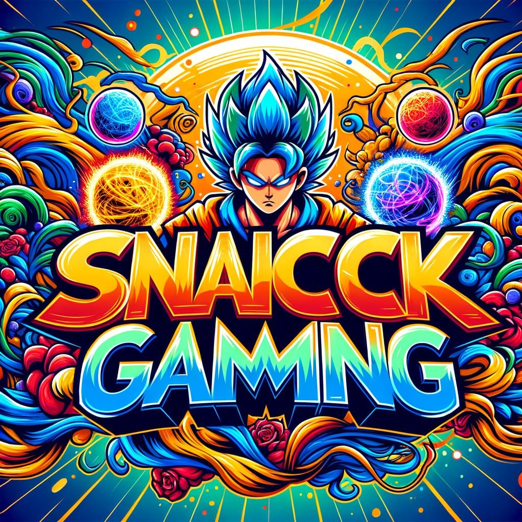 Vibrant Graffiti Gaming Logo with Anime Energy Waves