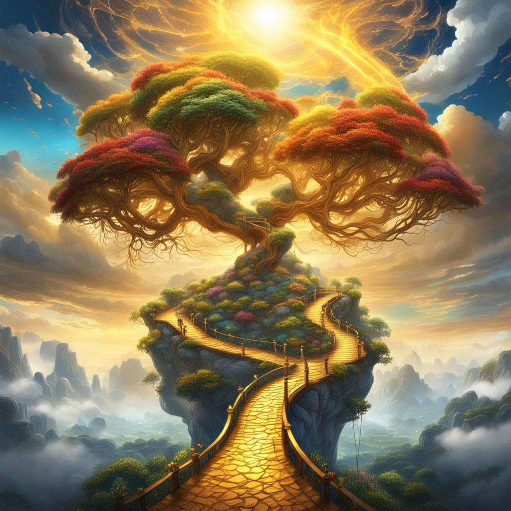 Colorful Landscape with Intertwining Paths: Fantasy Concept ...