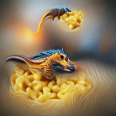 Macaroni and Cheese Dragon Whimsical Illustration