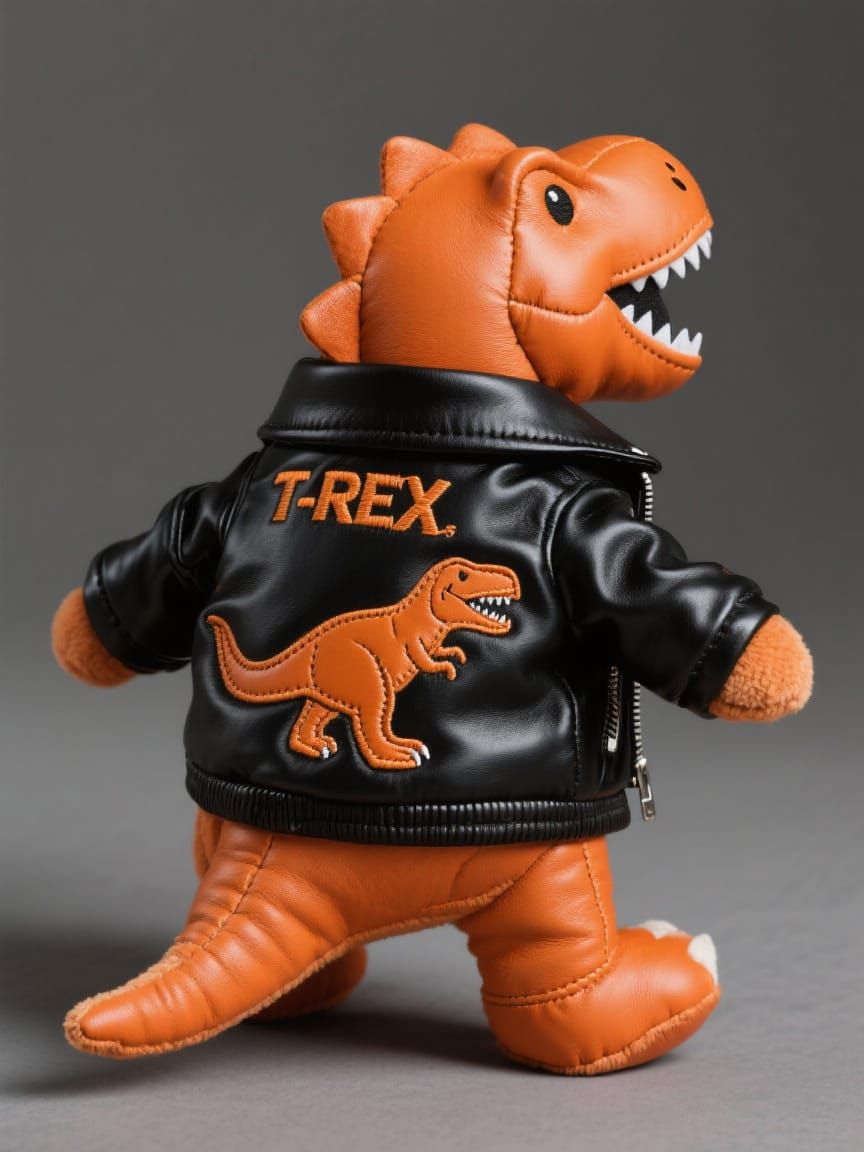 Leather T-Rex Toy in Leather Jacket