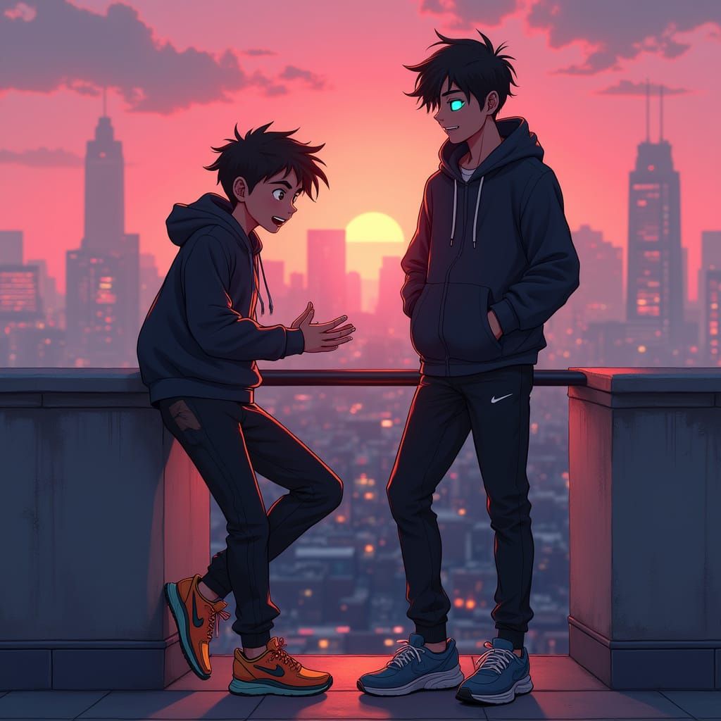 Young Superheroes Share Sunset Rooftop Moment