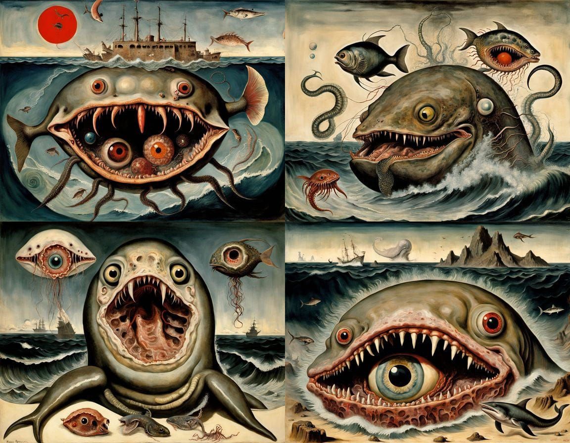 Surreal Oceanic Horror Experiment in Japanese Art