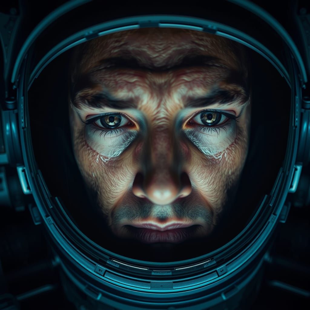 Astronaut Superhero in Deep Space Portrait