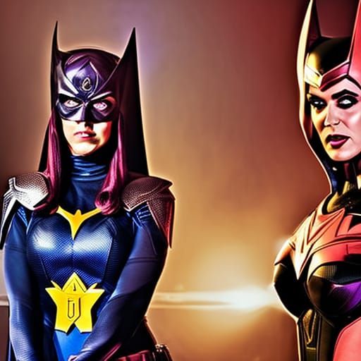 Katy Perry as Batgirl with Angel: Hyperrealistic Image
