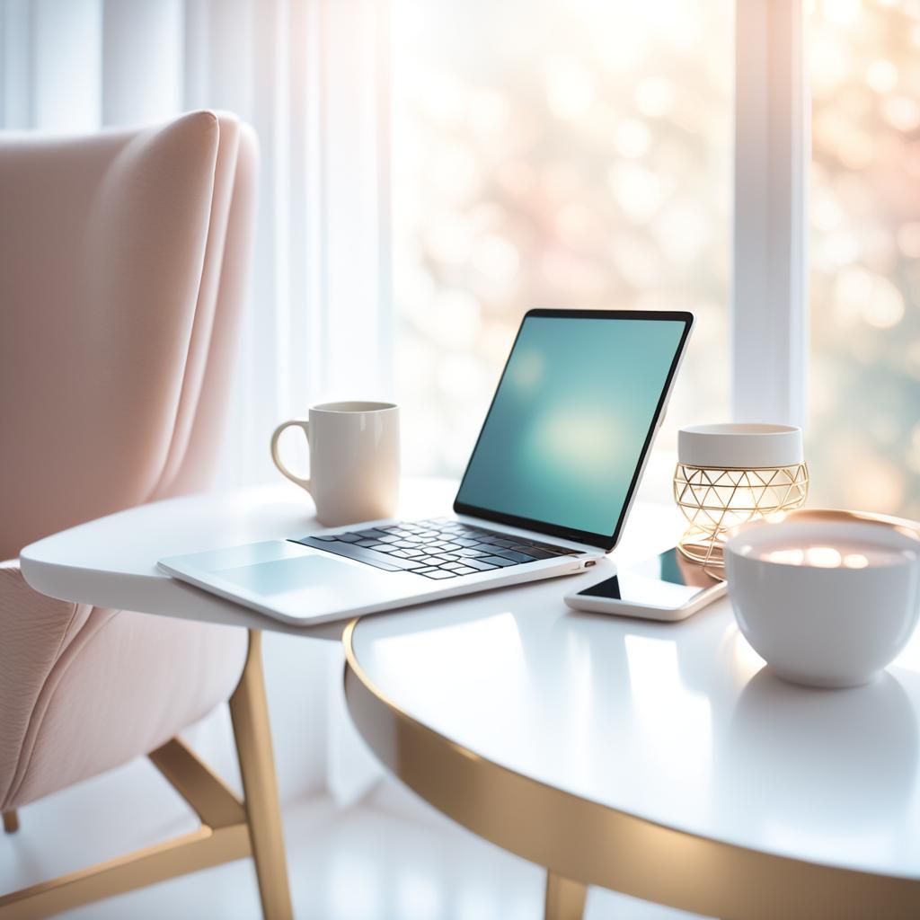 Minimalist Digital Illustration of Tidy Desk