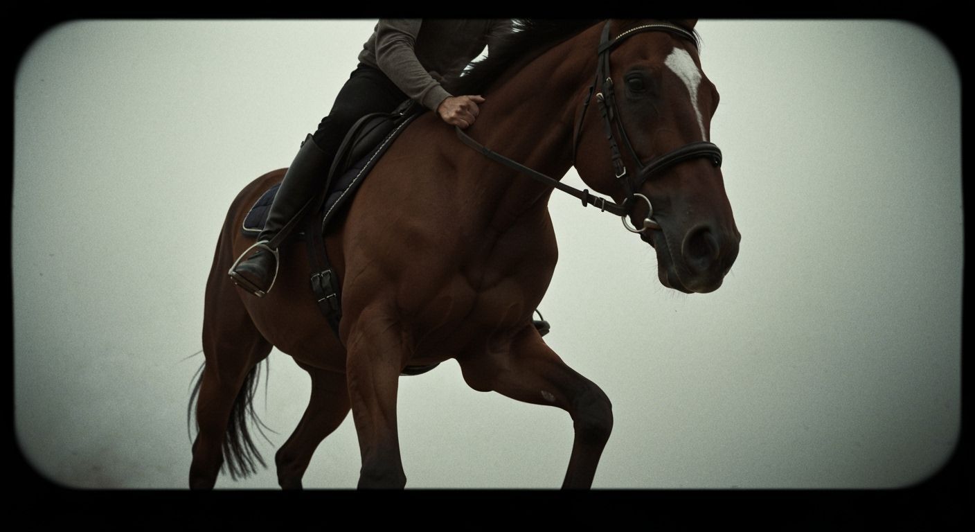 Dramatic Show Horse Mid-Jump, Cinematic Still