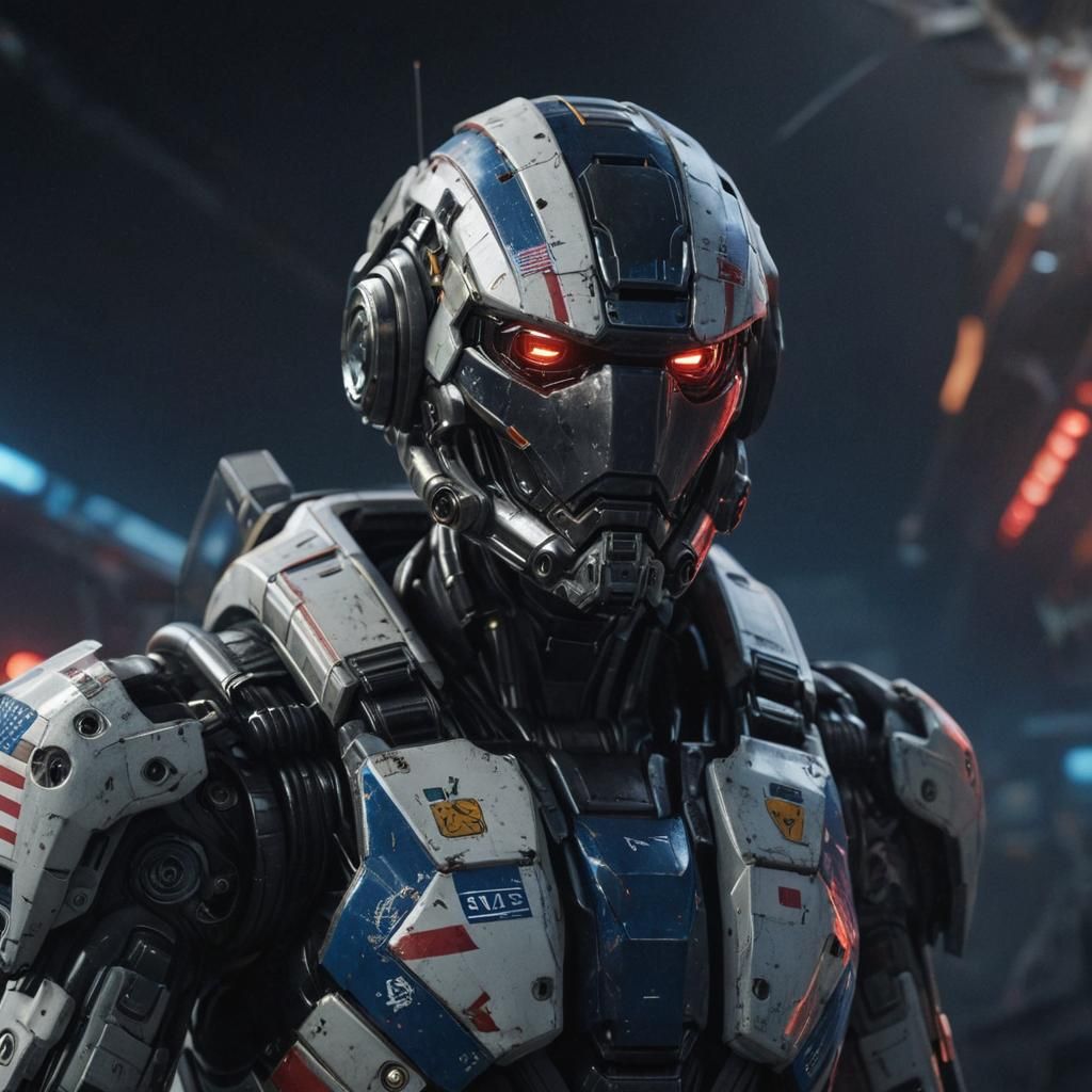 Mech Suit in Space with US Navy Details