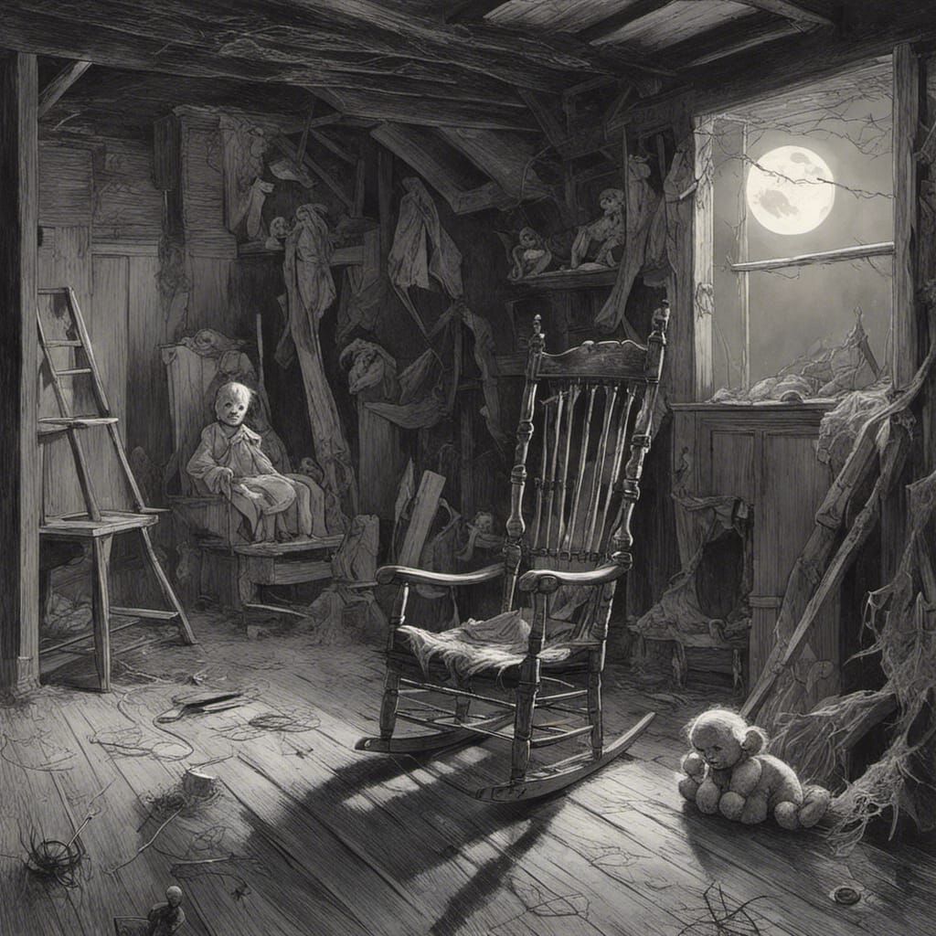 Haunted Attic with Doll in Doré Style