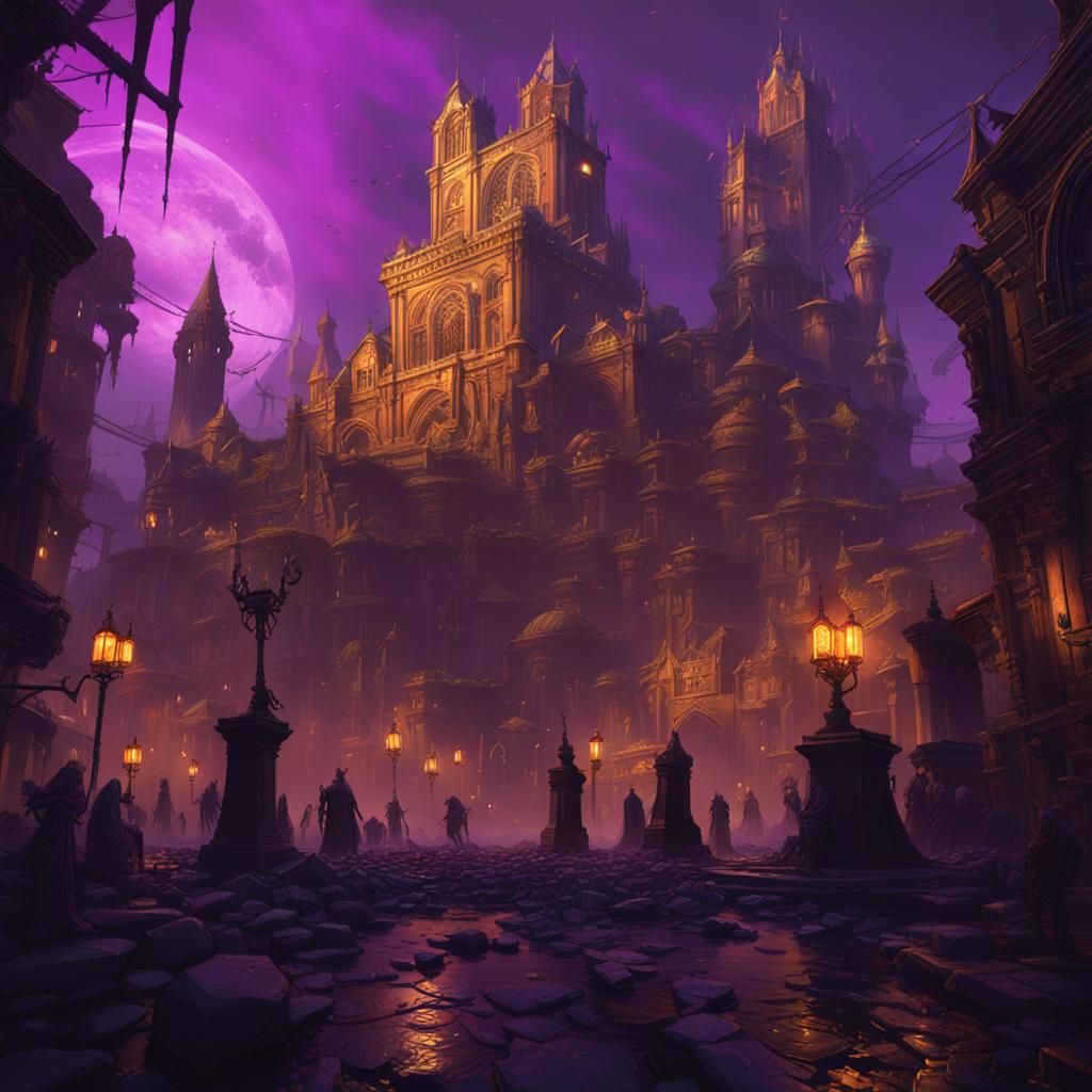 Dark Fantasy City of Blasphemous Horror in 8K