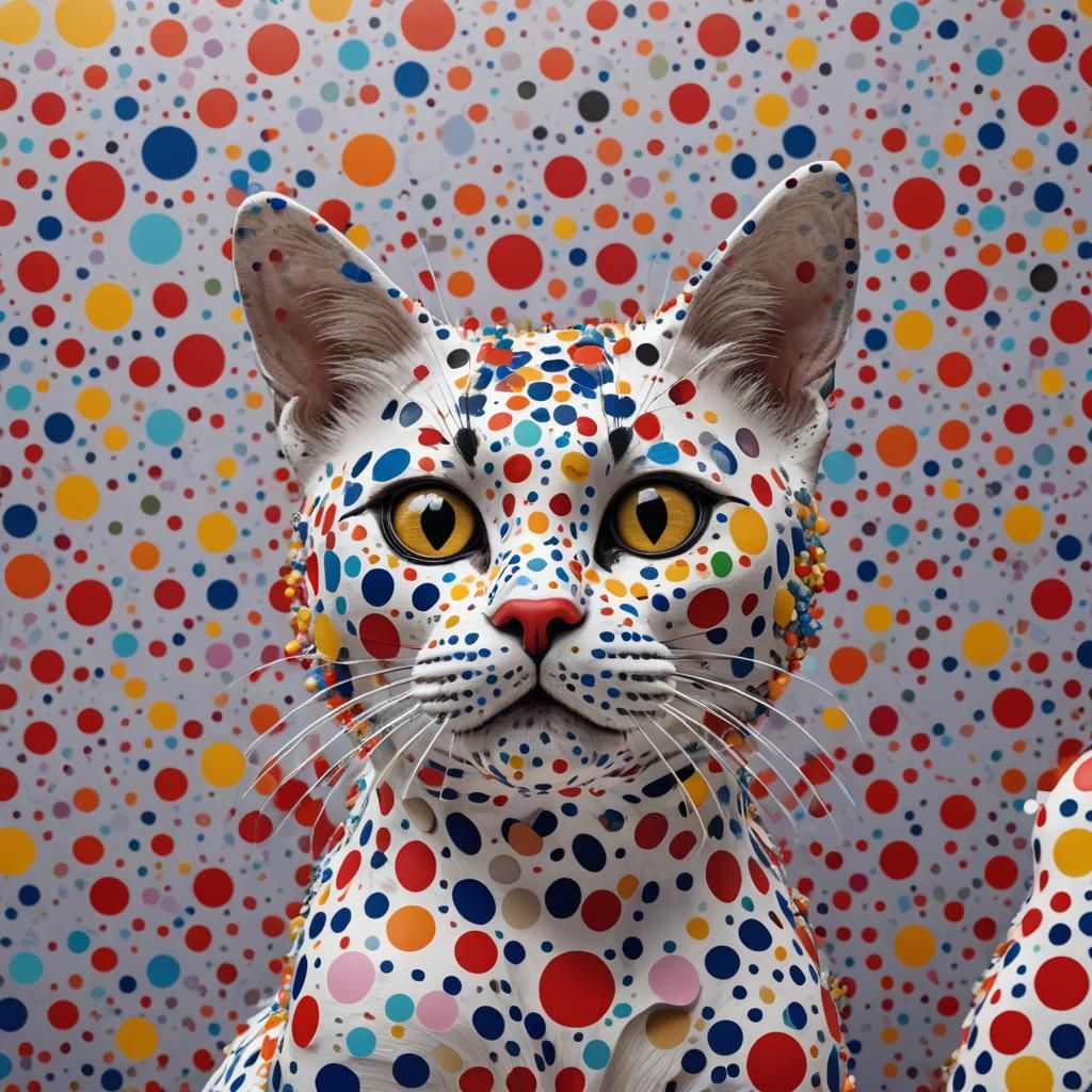 Cat with Polka Dot Makeup in Pop Art Style