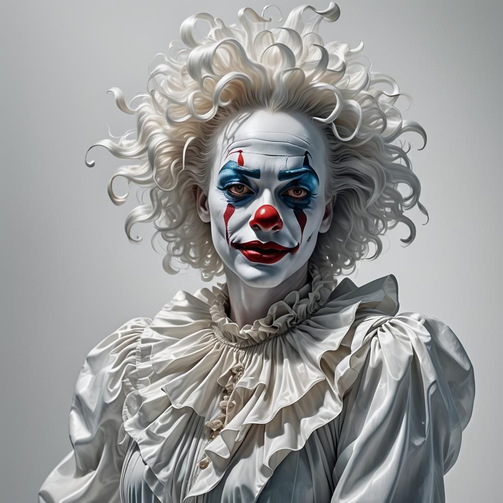 Luminous Clown in Fluid Art Style