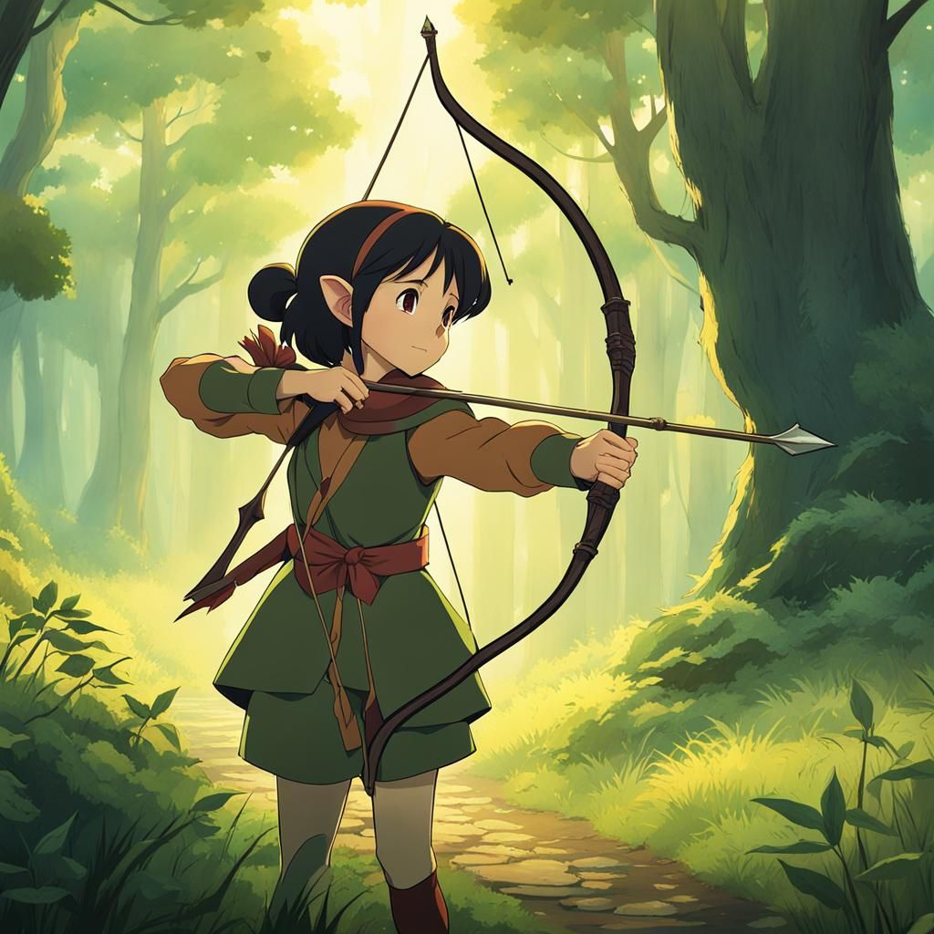 Goblin Archer in Ghibli Anime Style