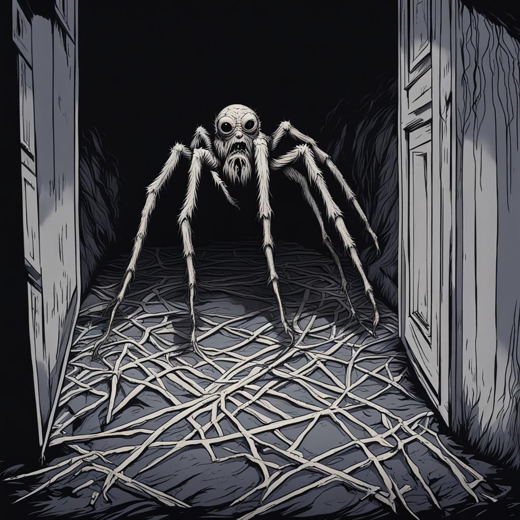 Creepy Monster Under Bed in Dark