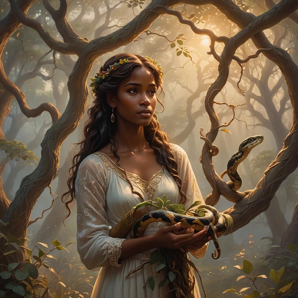 Eve and the Snake in Ethereal Fantasy Art