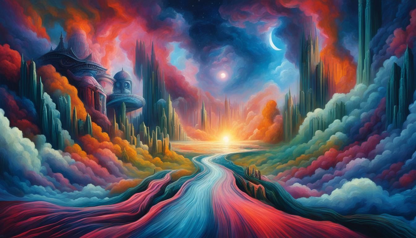 Ethereal Spirits in Dreamlike Biomechanical Landscape