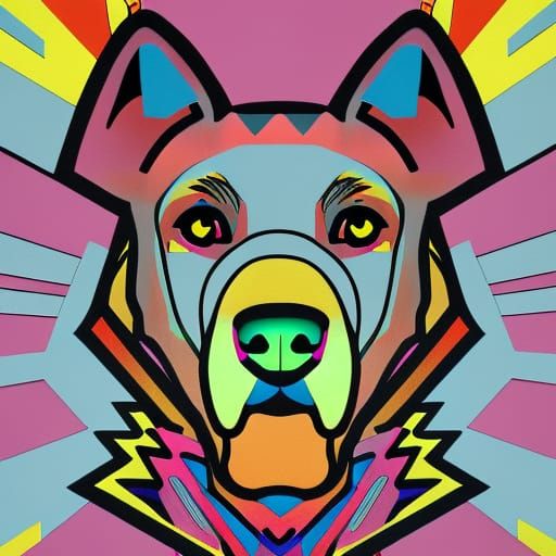 Pop Art Puppy Fenrir in Geometric Bauhaus Style