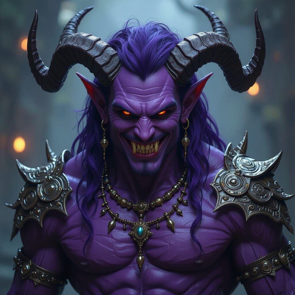 Muscular Purple Demon in Dark Fantasy Style