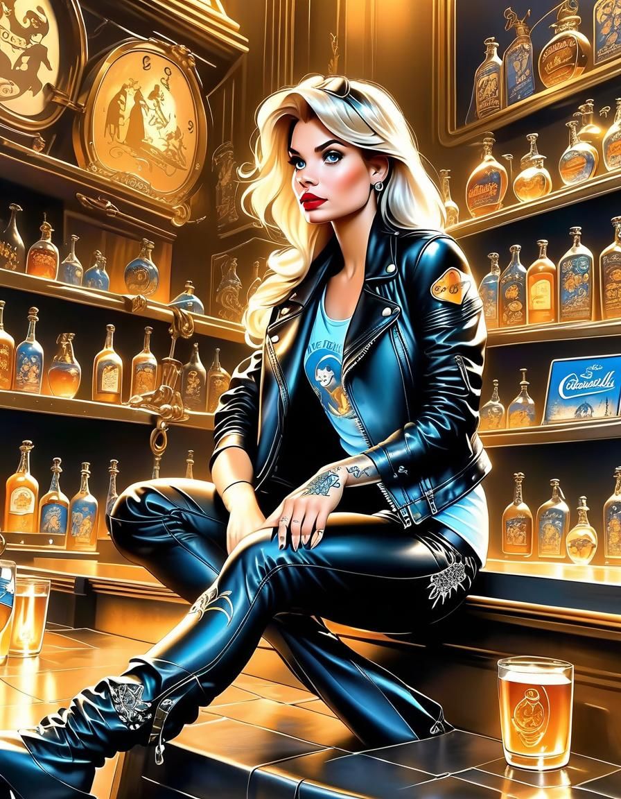 Cinderella as Hard Rock Girl in Leather
