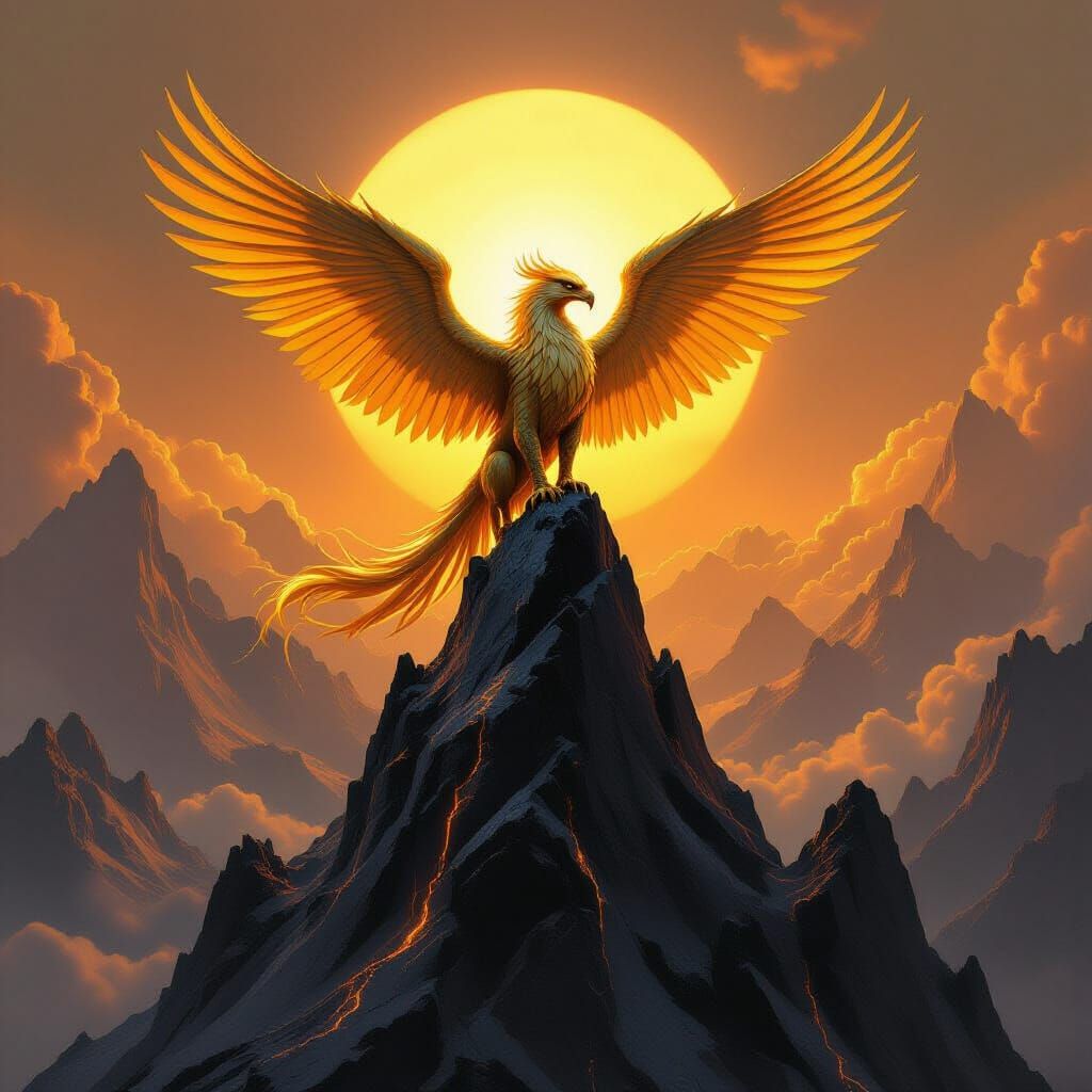 Molten Gold Griffin on Obsidian Peak