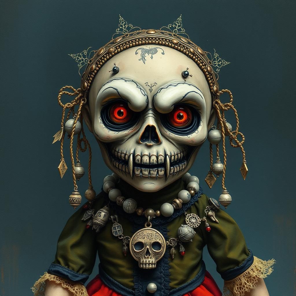 Ornate Voodoo Doll in Alphonse Mucha Style