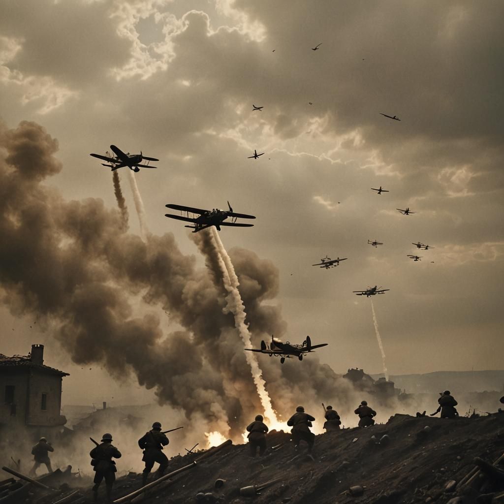 Italian Soldiers in Trenches: Neorealism WWI Scene