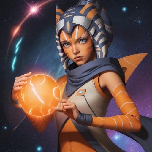 Ahsoka as Naruto with Galaxy Orb, Abstract Art