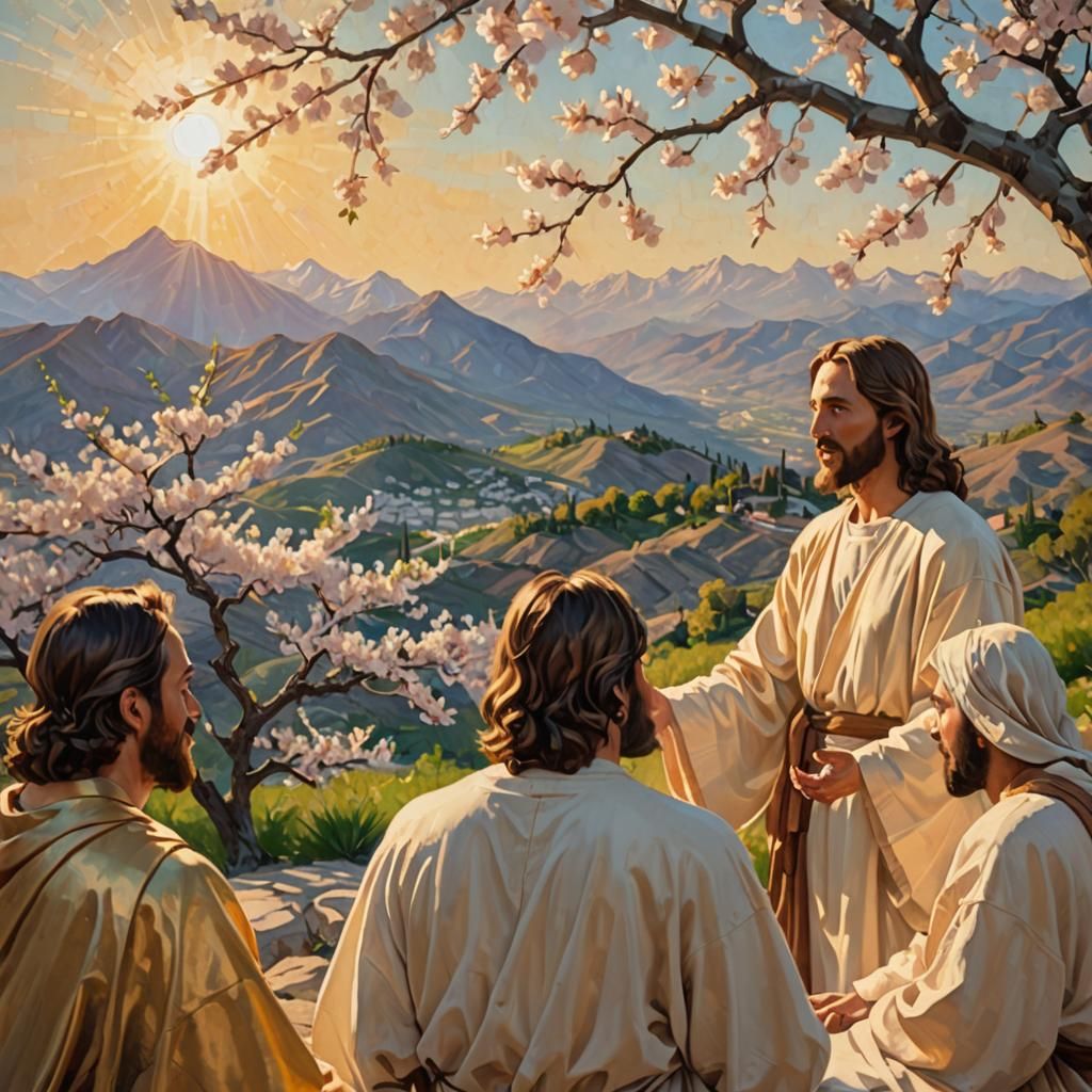Jesus and Disciples: Serene Impressionist Oil Painting