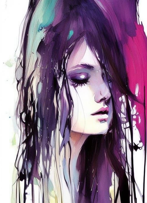 Cartoon Elven Woman Portrait as Oil Painting