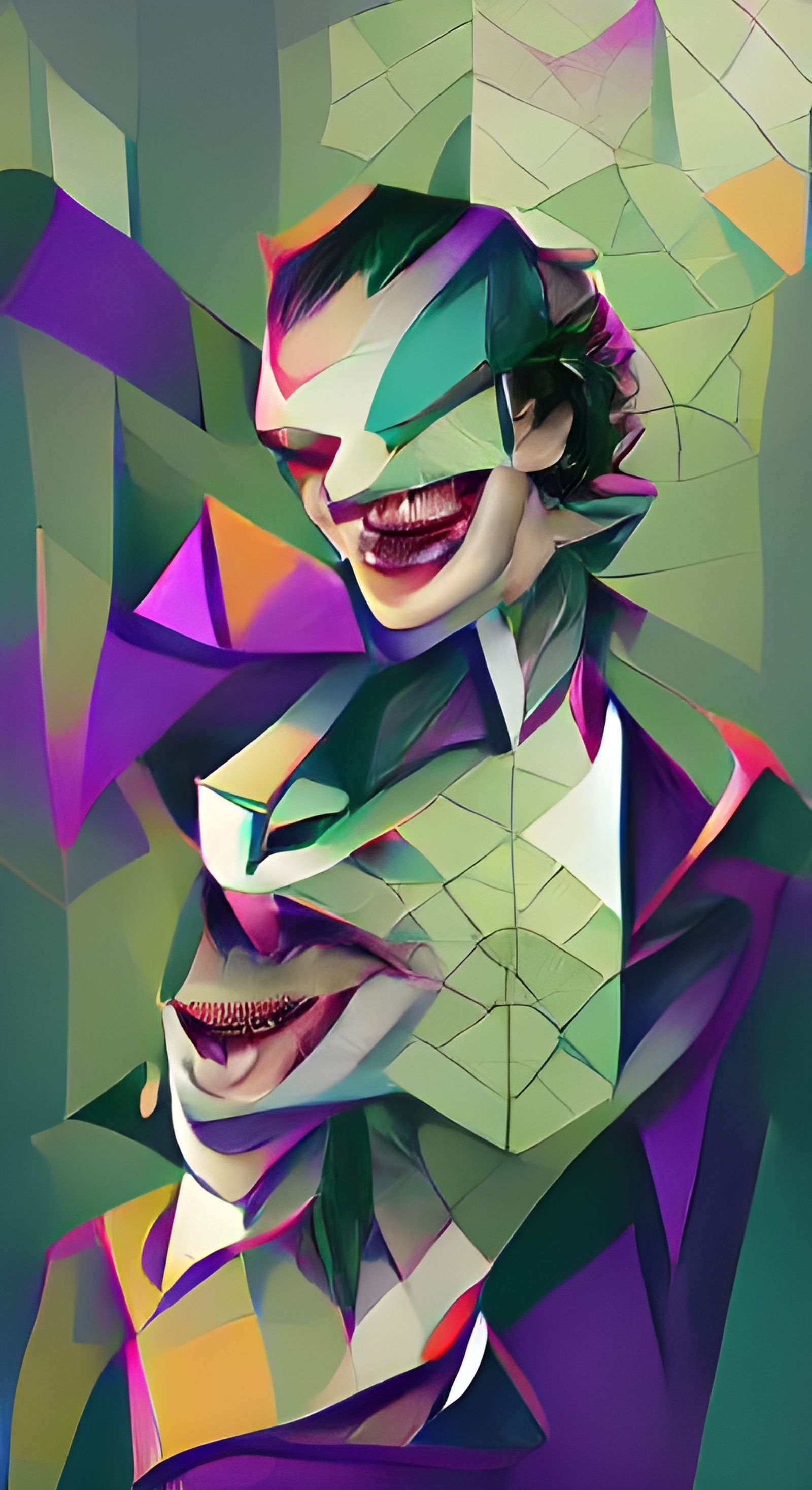 Geometric Joker Art: Abstract Villain Portrait