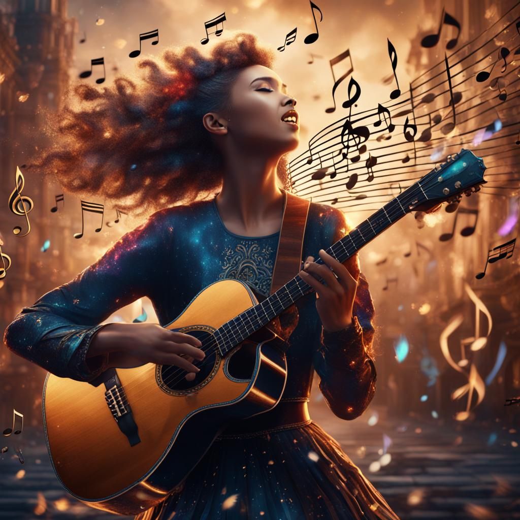 Music Girl Singing in a Fantasy Matte Painting